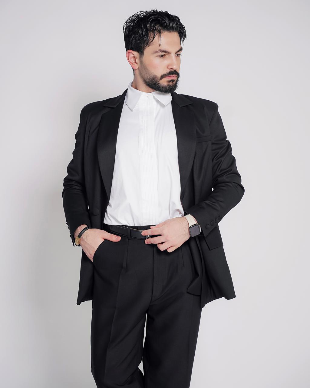 Men's formal black blazer and white shirt with tailored fit - BYNB