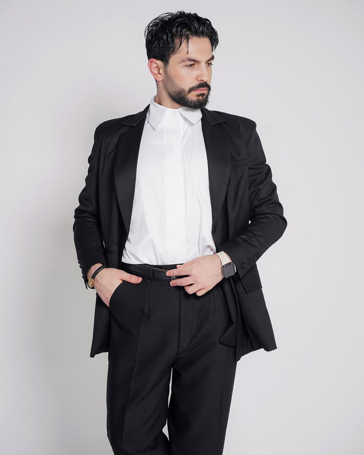 Men's formal black blazer and white shirt with tailored fit - BYNB