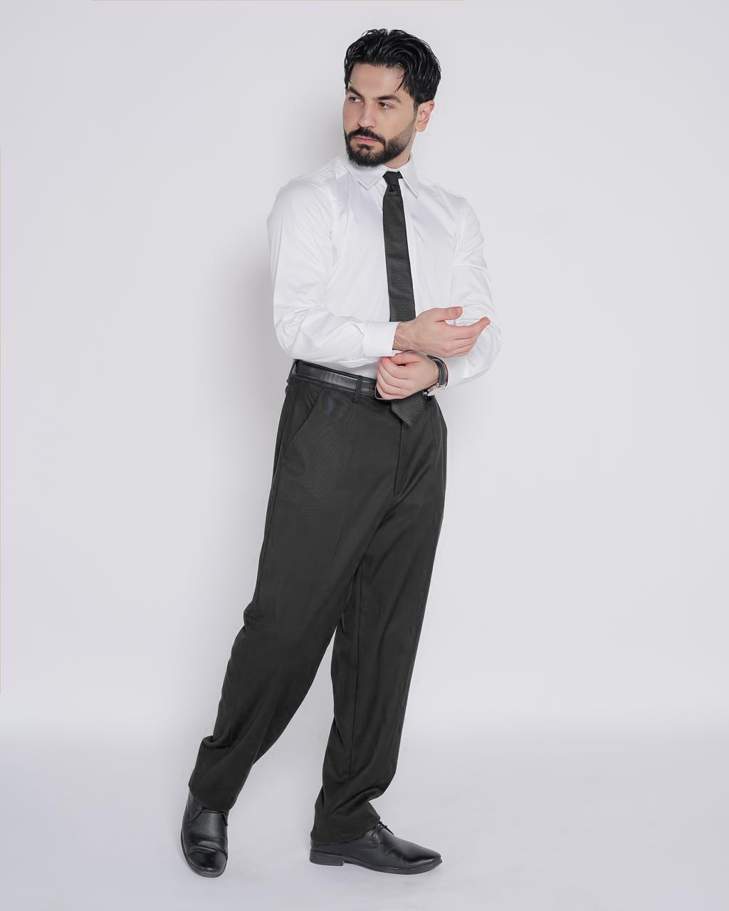 Men's black formal pants and white shirt with tailored fit - BYNB